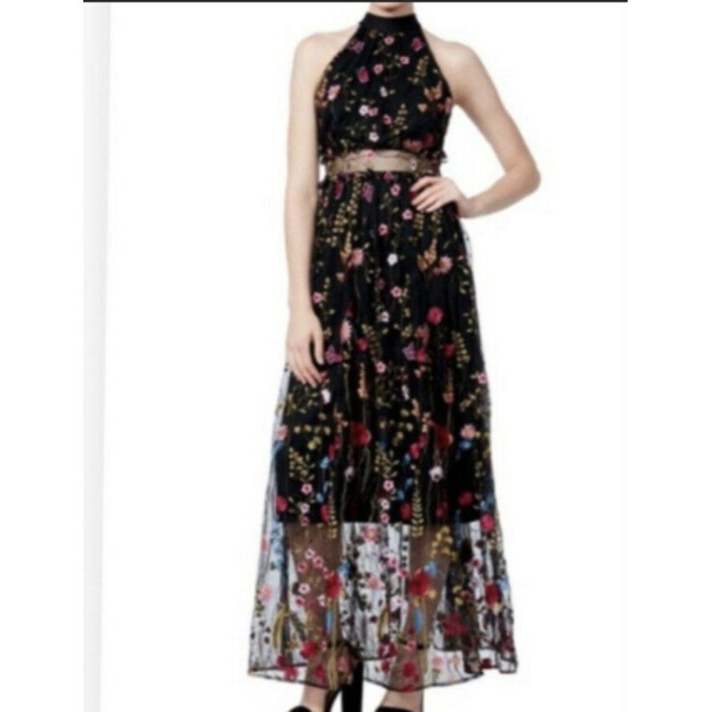 Betsey Johnson Black Floral Maxi Dress